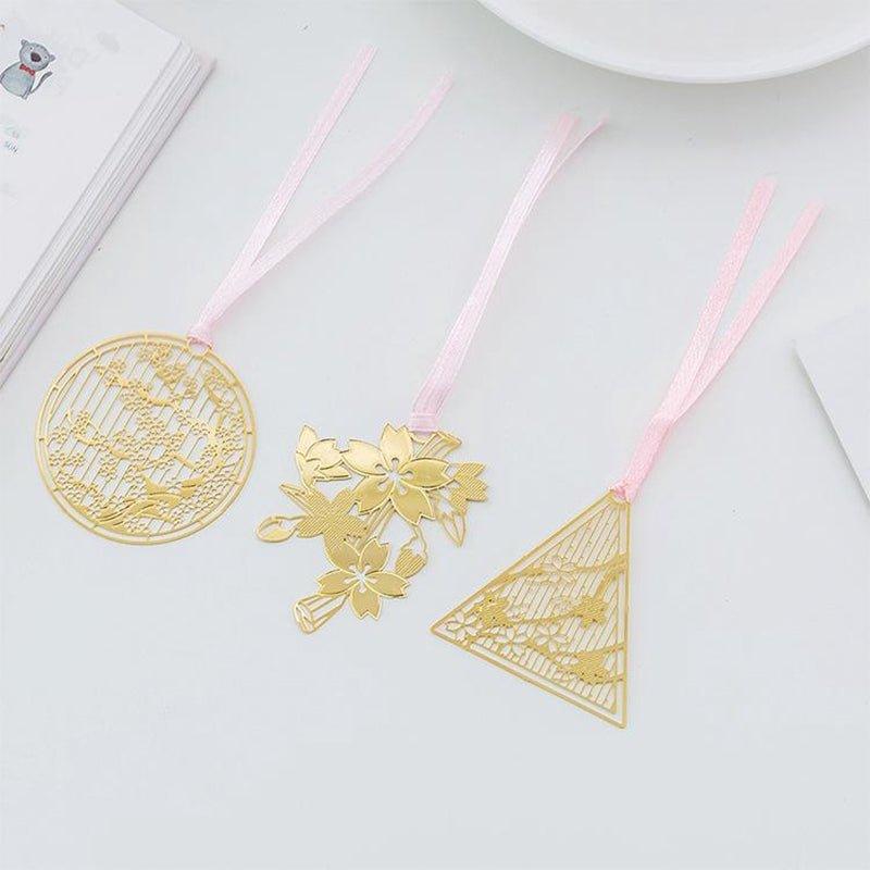 Japanese Sakura Metal Bookmarks - Elegant Brass Bookmarks for Book